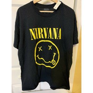 New Nirvana‎ Men's Sz XL Black Yellow Logo Short Sleeve T-Shirt NWT